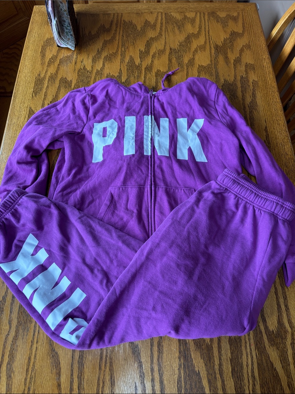 PINK Victoria's Secret Purple Zip-Up Hoodie with White Logo